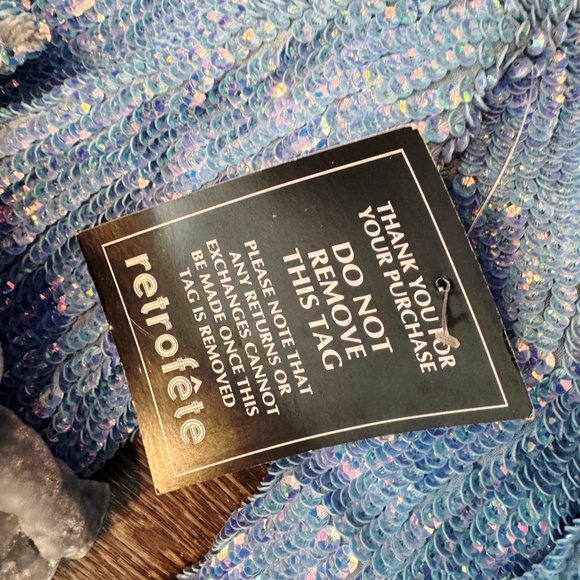 Retrofete Sky Blue Sequin Wrap Dress - Picture 6 of 9